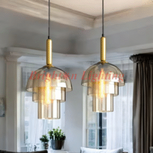 triple amber glass pendant light
