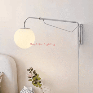 dengge glass ball with silver long arm wall ight