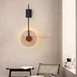 natural round stone design wall light
