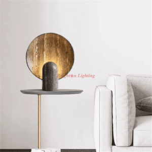 dengge natural stone round body with table lamp