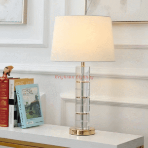 dengge white crystal glass body table lamp