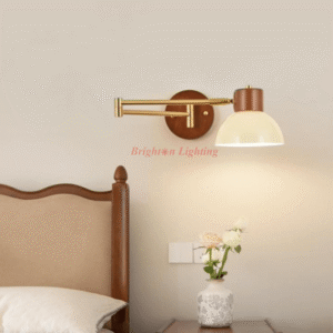 long arm walnut adjustable wall light