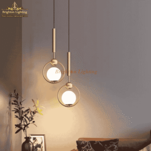 globe glass + gold body hanging light