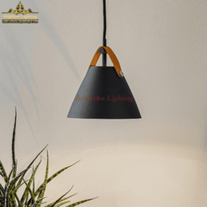dengge black leather + iron pendant light