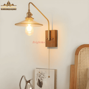 dengge square walnut base with shade wall light