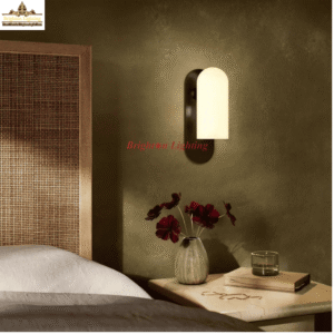 dengge black oval body with opal glass wall light