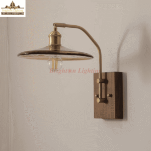 dengge square walnut base with shade wall light