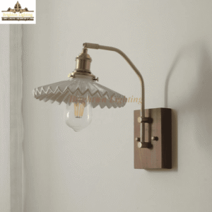 dengge square walnut base with shade wall light