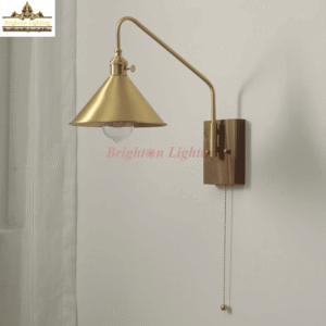 dengge square walnut base with shade wall light