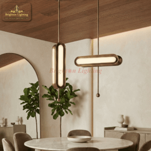 dengge copper gold hair line oval hanging light