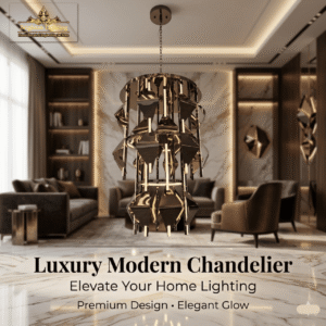 wms luxury art deco style faceted glass chandelier in polished bronze