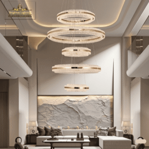 wms modern led ring chandelier: luxe crystal pendant for living rooms & entryways