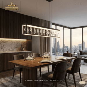 wms modern luxury linear crystal pendant light