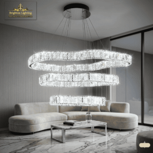 wms modern 3 tier wave crystal chandelier luxury led ring pendant light