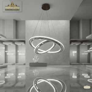 wms modern triple ring led chandelier minimalist chrome orbital pendant light