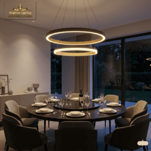 wms halo double ring led pendant light sleek modern ring chandelier with adjustable height