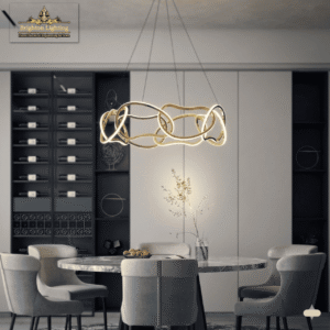aura scuptural gold led ring chandelier dramatic & modern dining
