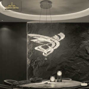 wms modern sculptural led chandelier | luxury spiral crystal pendant