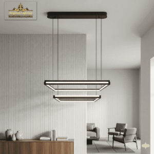 wms modern double square led pendant light matte black minimalist chandelier