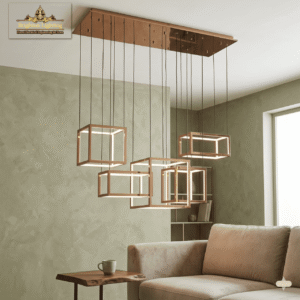 wms bespoke interlocking cube led chandelier in copper finish
