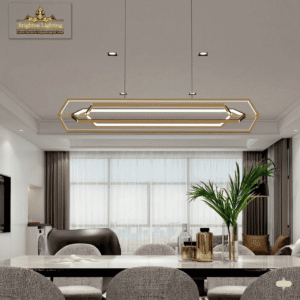 wms dimmable gold led linear chandelier interlocking hexagon design