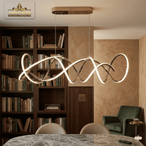 wms rose gold modern led chandelier minimalist wave design