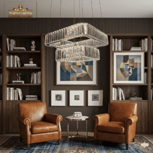 wms modern 2 tier square crystal chandelier | luxury prism pendant light