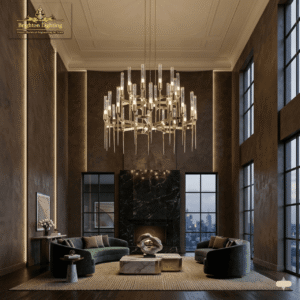 wms contemporary brass sputnik chandelier with vertical glass flutes