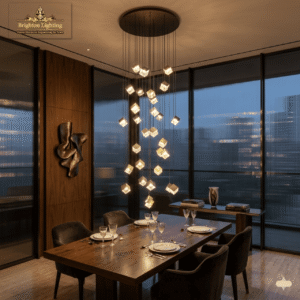 modern cascading multi cube chandelier – large geometric statement pendant light