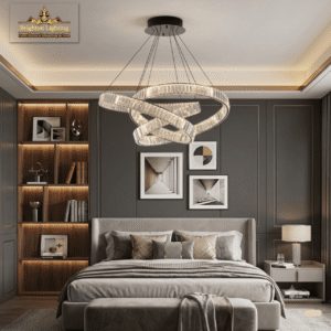 wms luxury interlocking crystal ring chandelier – contemporary statement lighting