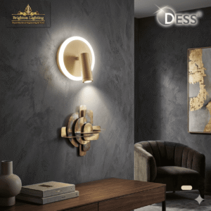 dess modern dual light led wall sconce | luxury matte gold ring & adjustable spotlight