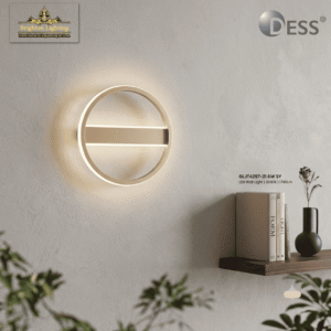 modern circular led wall sconce light | 21.6w, white minimalist sand yellow wall lamp | gljt429