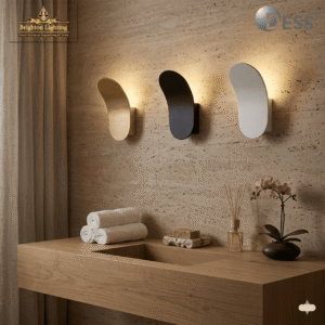 contemporary organic shape wall lamp backlit led set of 3 (brass, black, white)