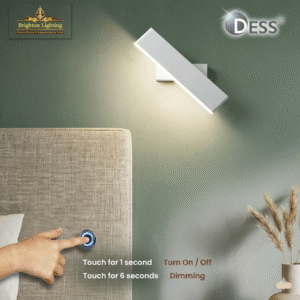 dess modern rotatable led wall sconce – touch control dimmer, minimalist reading light for bedroom, living room & study (warm white)