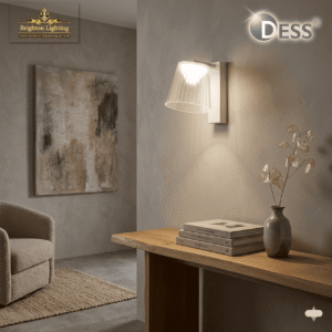 dess modern fluted glass wall sconce | minimalist led vanity wall light for living room & bedroom light