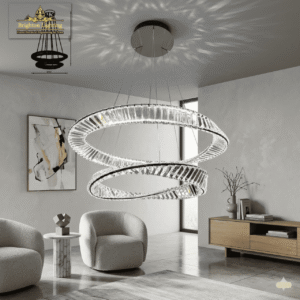 wms modern luxury 2 ring crystal led chandelier | contemporary led pendant light