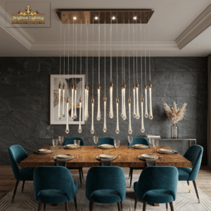 wms raindrop luxury crystal pendant light 23 light linear rose gold chandelier for high ceilings & modern dining spaces