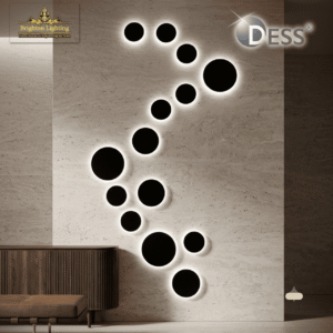 modular round led wall light customizable halo backlit sconce | dess