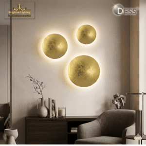 minimalist gold orb wall light | contemporary textured led backlit sconce