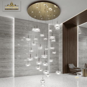 wms astraea cascade chandelier – modern luxury multi tier ripple glass pendant light